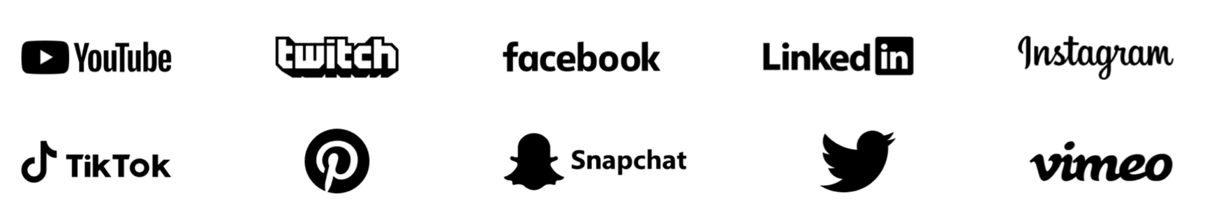 Various logos for social media platforms.